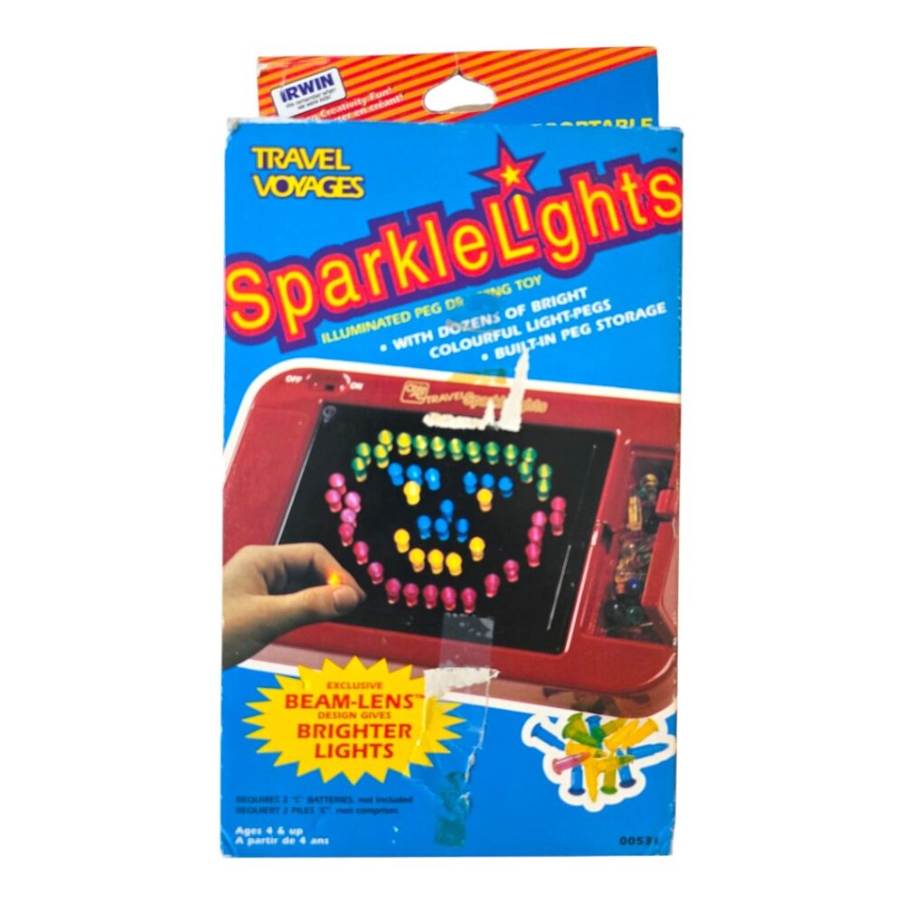 Vintage Sparkle Lights Up Illuminated Peg Drawing Toy Car Travel Battery Fun Kid